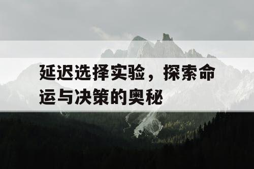 延迟选择实验,探索命运与决策的奥秘 延迟选择实验,探索命运与决策的奥秘