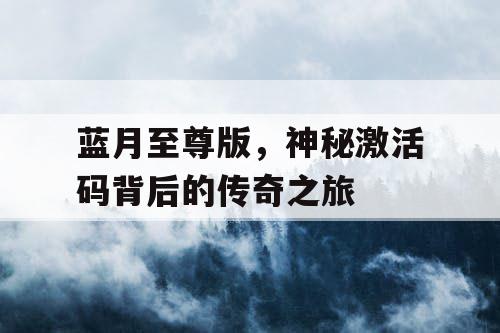 蓝月至尊版，神秘激活码背后的传奇之旅