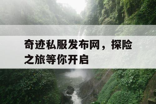 奇迹私服发布网，探险之旅等你开启
