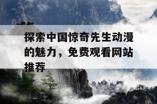 探索中国惊奇先生动漫的魅力，免费观看网站推荐