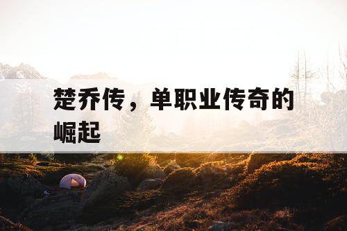 楚乔传,单职业传奇的崛起 楚乔传,单职业传奇的崛起