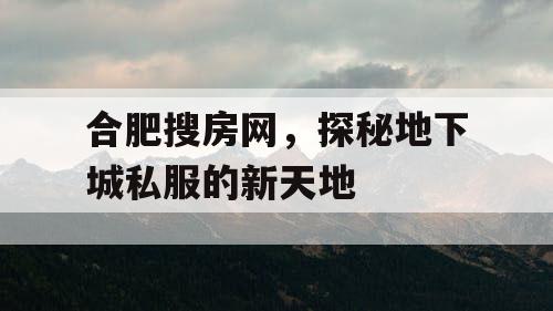 合肥搜房网,探秘地下城私服的新天地 合肥搜房网,探秘地下城私服的新天地