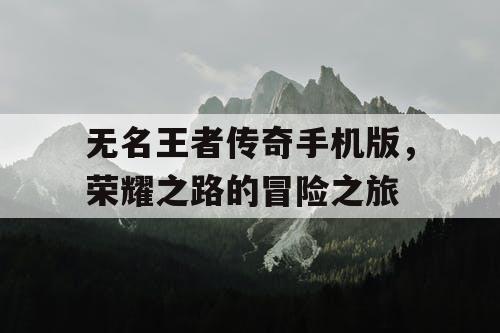 无名王者传奇手机版，荣耀之路的冒险之旅