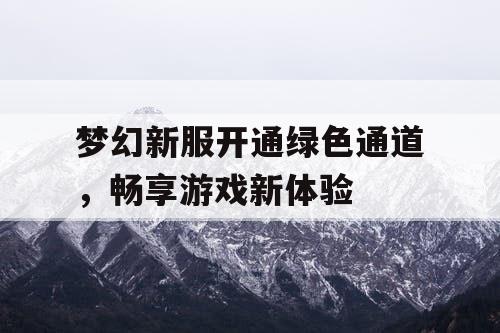 梦幻新服开通绿色通道,畅享游戏新体验 梦幻新服开通绿色通道,畅享游戏新体验