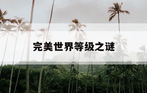 完美世界等级之谜
