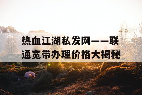 热血江湖私发网——联通宽带办理价格大揭秘