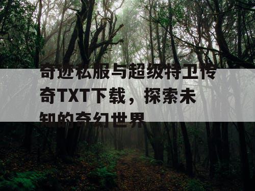 奇迹私服与超级特卫传奇TXT下载,探索未知的奇幻世界 奇迹私服与超级特卫传奇TXT下载,探索未知的奇幻世界