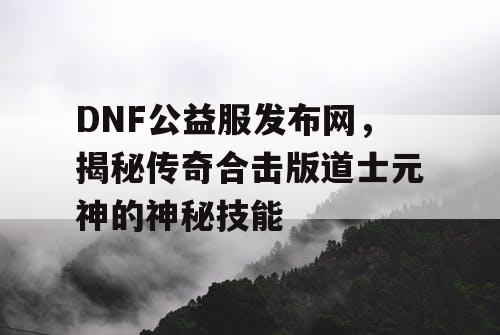 DNF公益服发布网,揭秘传奇合击版道士元神的神秘技能 DNF公益服发布网,揭秘传奇合击版道士元神的神秘技能