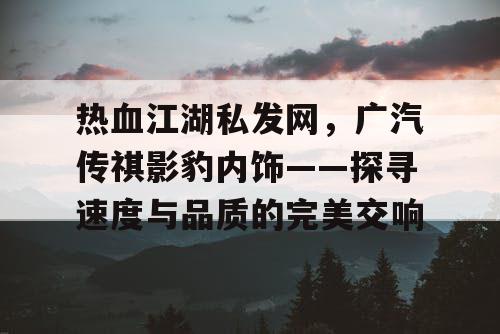 热血江湖私发网,广汽传祺影豹内饰——探寻速度与品质的完美交响 热血江湖私发网,广汽传祺影豹内饰——探寻速度与品质的完美交响
