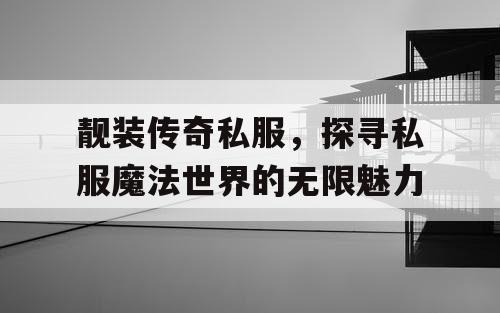 靓装传奇私服，探寻私服魔法世界的无限魅力
