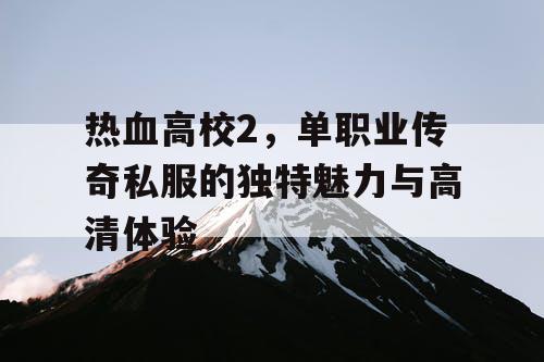 热血高校2，单职业传奇私服的独特魅力与高清体验