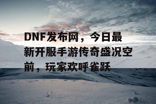 DNF发布网,今日最新开服手游传奇盛况空前,玩家欢呼雀跃 DNF发布网,今日最新开服手游传奇盛况空前,玩家欢呼雀跃