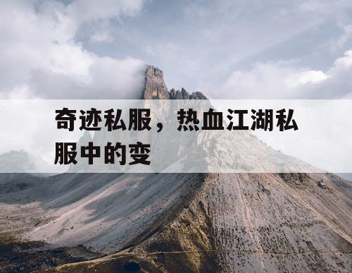 奇迹私服，热血江湖私服中的变
