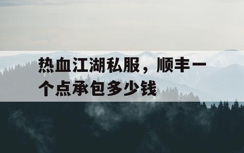 热血江湖私服,顺丰一个点承包多少钱 热血江湖私服,顺丰一个点承包多少钱