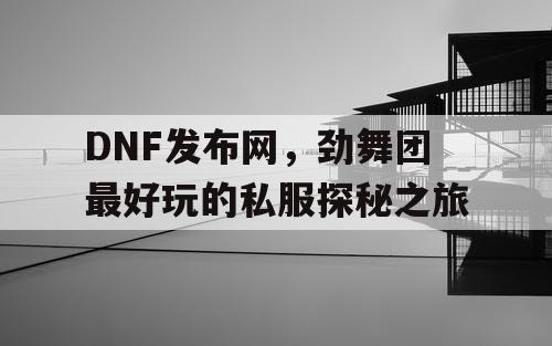 DNF发布网，劲舞团最好玩的私服探秘之旅