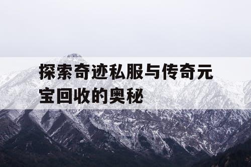 探索奇迹私服与传奇元宝回收的奥秘