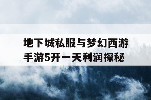 地下城私服与梦幻西游手游5开一天利润探秘 地下城私服与梦幻西游手游5开一天利润探秘