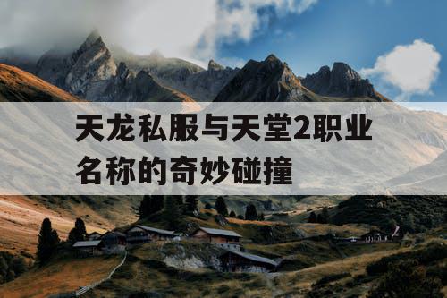 天龙私服与天堂2职业名称的奇妙碰撞 天龙私服与天堂2职业名称的奇妙碰撞