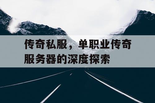 传奇私服，单职业传奇服务器的深度探索