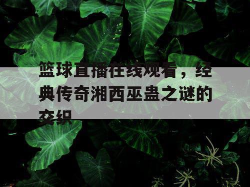 篮球直播在线观看，经典传奇湘西巫蛊之谜的交织