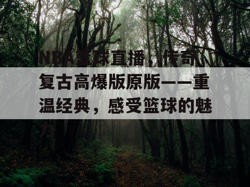 NBA篮球直播,传奇复古高爆版原版——重温经典,感受篮球的魅力 NBA篮球直播,传奇复古高爆版原版——重温经典,感受篮球的魅力