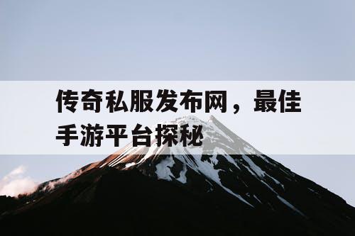 传奇私服发布网，最佳手游平台探秘