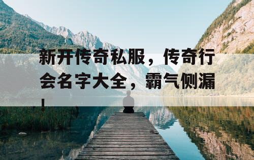 新开传奇私服，传奇行会名字大全，霸气侧漏！