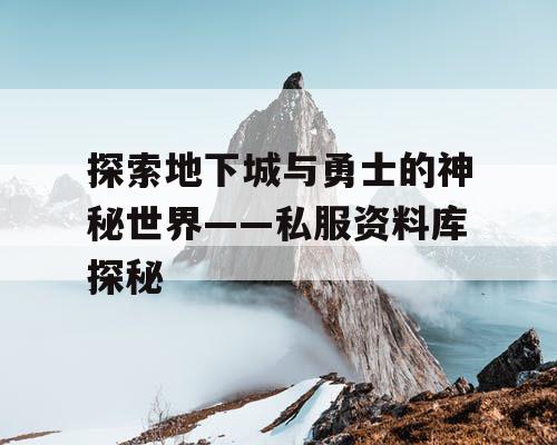 探索地下城与勇士的神秘世界——私服资料库探秘