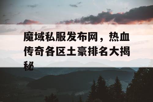 魔域私服发布网,热血传奇各区土豪排名大揭秘 魔域私服发布网,热血传奇各区土豪排名大揭秘