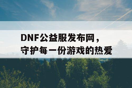 DNF公益服发布网,守护每一份游戏的热爱 DNF公益服发布网,守护每一份游戏的热爱