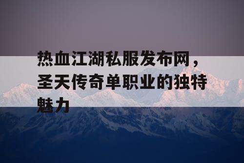 热血江湖私服发布网，圣天传奇单职业的独特魅力