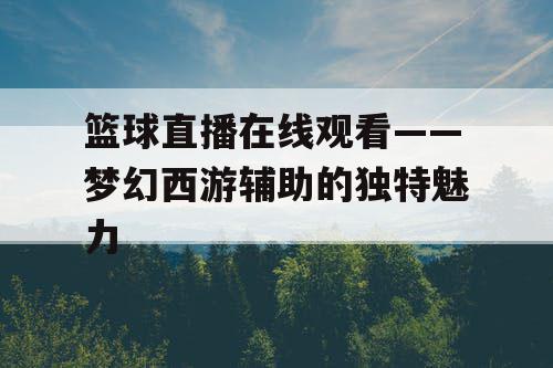 篮球直播在线观看——梦幻西游辅助的独特魅力 篮球直播在线观看——梦幻西游辅助的独特魅力