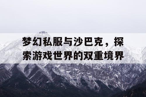 梦幻私服与沙巴克,探索游戏世界的双重境界 梦幻私服与沙巴克,探索游戏世界的双重境界