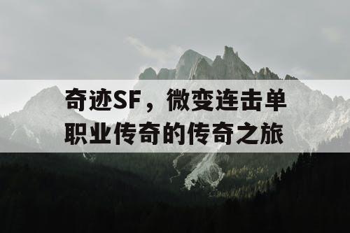 奇迹SF,微变连击单职业传奇的传奇之旅 奇迹SF,微变连击单职业传奇的传奇之旅