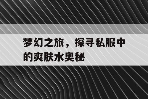梦幻之旅,探寻私服中的爽肤水奥秘 梦幻之旅,探寻私服中的爽肤水奥秘