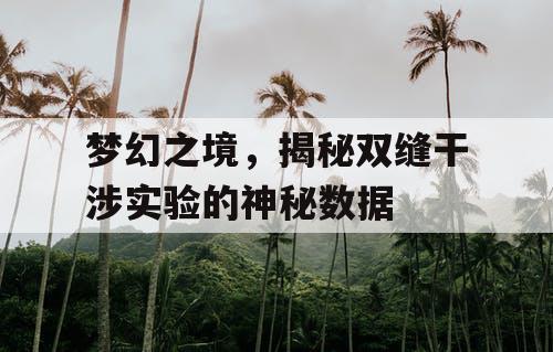 梦幻之境,揭秘双缝干涉实验的神秘数据 梦幻之境,揭秘双缝干涉实验的神秘数据