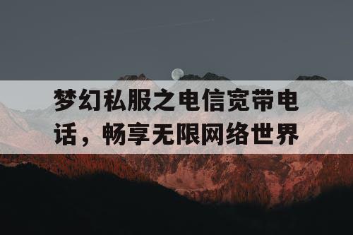 梦幻私服之电信宽带电话,畅享无限网络世界 梦幻私服之电信宽带电话,畅享无限网络世界