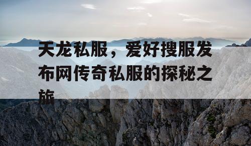 天龙私服，爱好搜服发布网传奇私服的探秘之旅