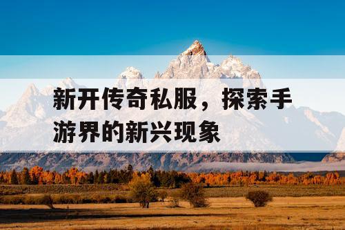 新开传奇私服,探索手游界的新兴现象 新开传奇私服,探索手游界的新兴现象