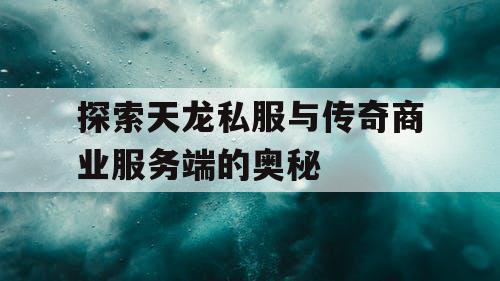 探索天龙私服与传奇商业服务端的奥秘 探索天龙私服与传奇商业服务端的奥秘