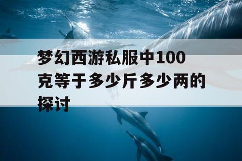梦幻西游私服中100克等于多少斤多少两的探讨 梦幻西游私服中100克等于多少斤多少两的探讨