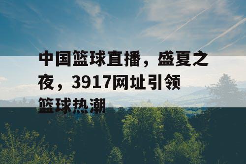 中国篮球直播,盛夏之夜,3917网址引领篮球热潮 中国篮球直播,盛夏之夜,3917网址引领篮球热潮