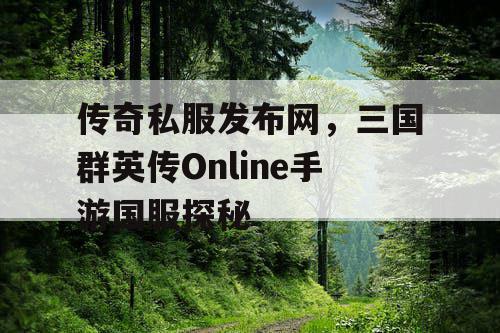 传奇私服发布网,三国群英传Online手游国服探秘 传奇私服发布网,三国群英传Online手游国服探秘