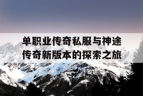 单职业传奇私服与神途传奇新版本的探索之旅
