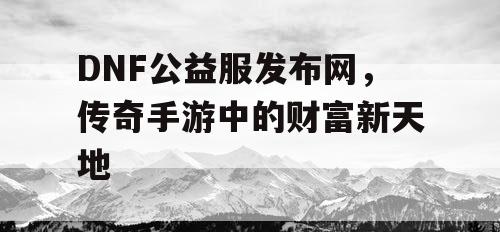 DNF公益服发布网，传奇手游中的财富新天地