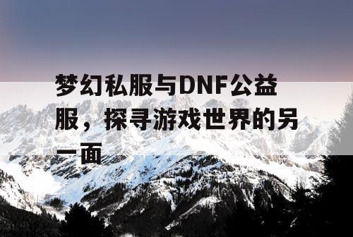 梦幻私服与DNF公益服,探寻游戏世界的另一面 梦幻私服与DNF公益服,探寻游戏世界的另一面