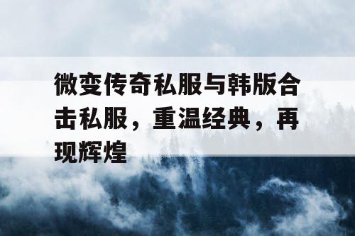 微变传奇私服与韩版合击私服,重温经典,再现辉煌 微变传奇私服与韩版合击私服,重温经典,再现辉煌