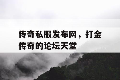 传奇私服发布网，打金传奇的论坛天堂