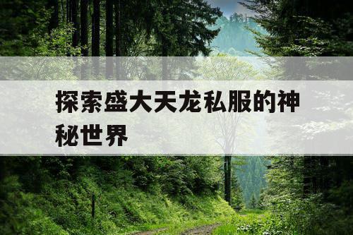 探索盛大天龙私服的神秘世界 探索盛大天龙私服的神秘世界