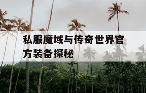 私服魔域与传奇世界官方装备探秘